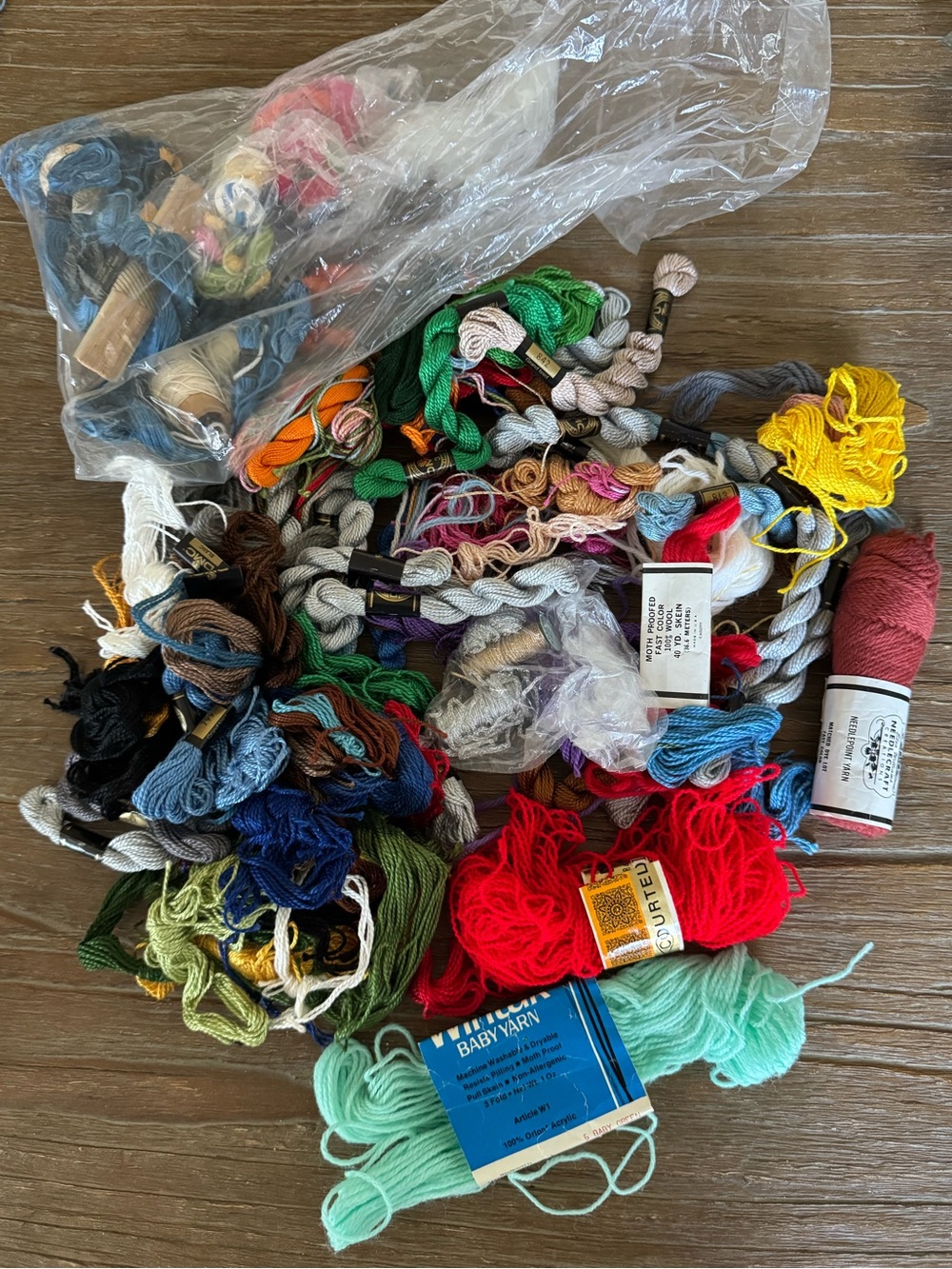 Mixed Bag of Vintage Needlepoint Yarn / Thread in Cotton and Wool